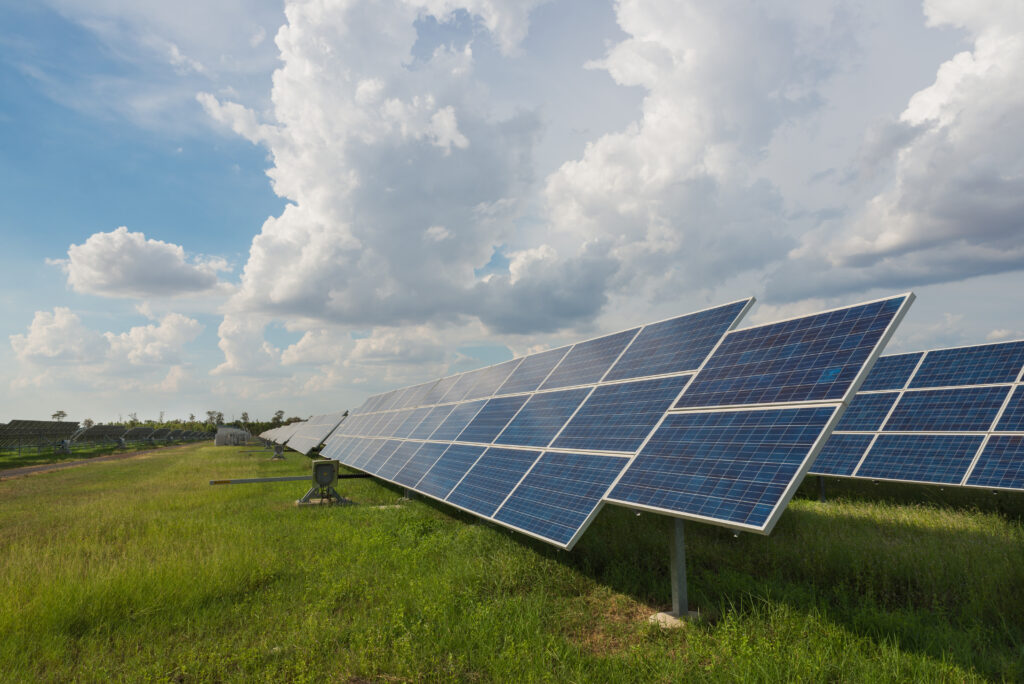 The solar farm for green energy in the field in Thailand