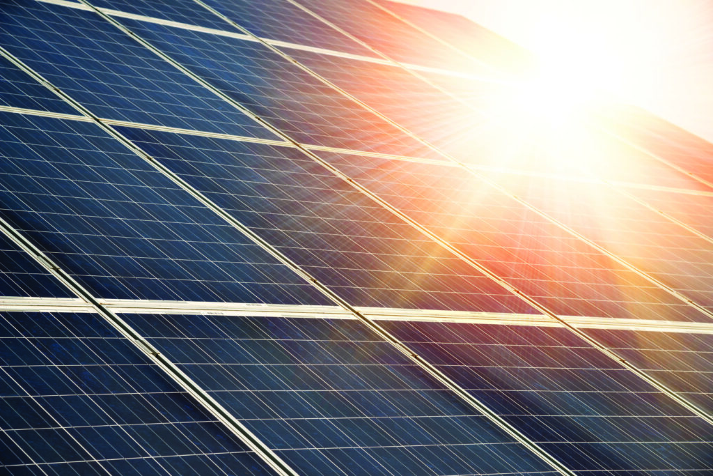 Solar panel,  photovoltaic - selective focus, copy space